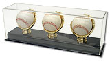 Triple Baseball Gold Glove Display
