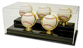 Five Baseball Gold Glove Display